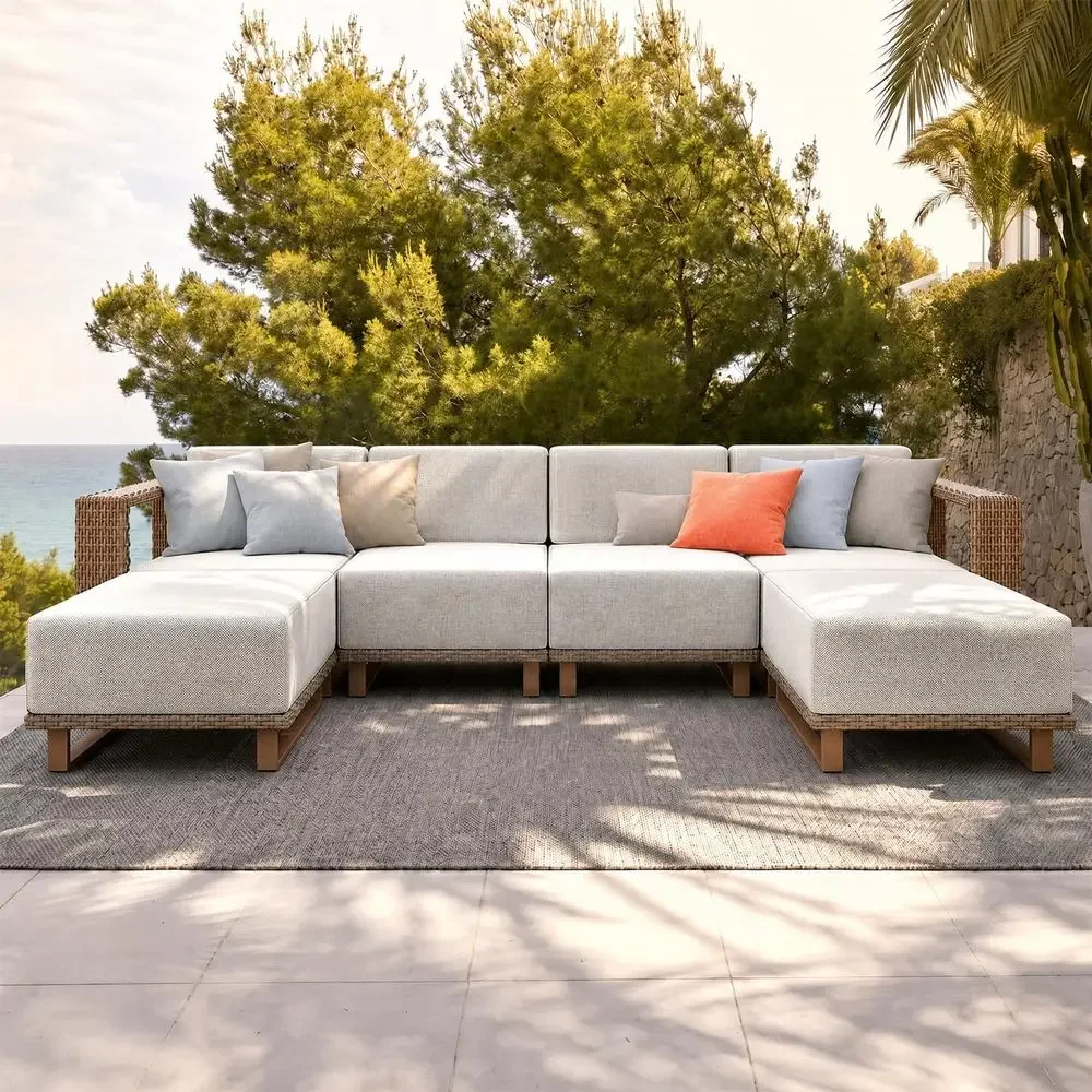 Outdoor Furniture Luxury - Ensemble de canapés d'extérieur en osier