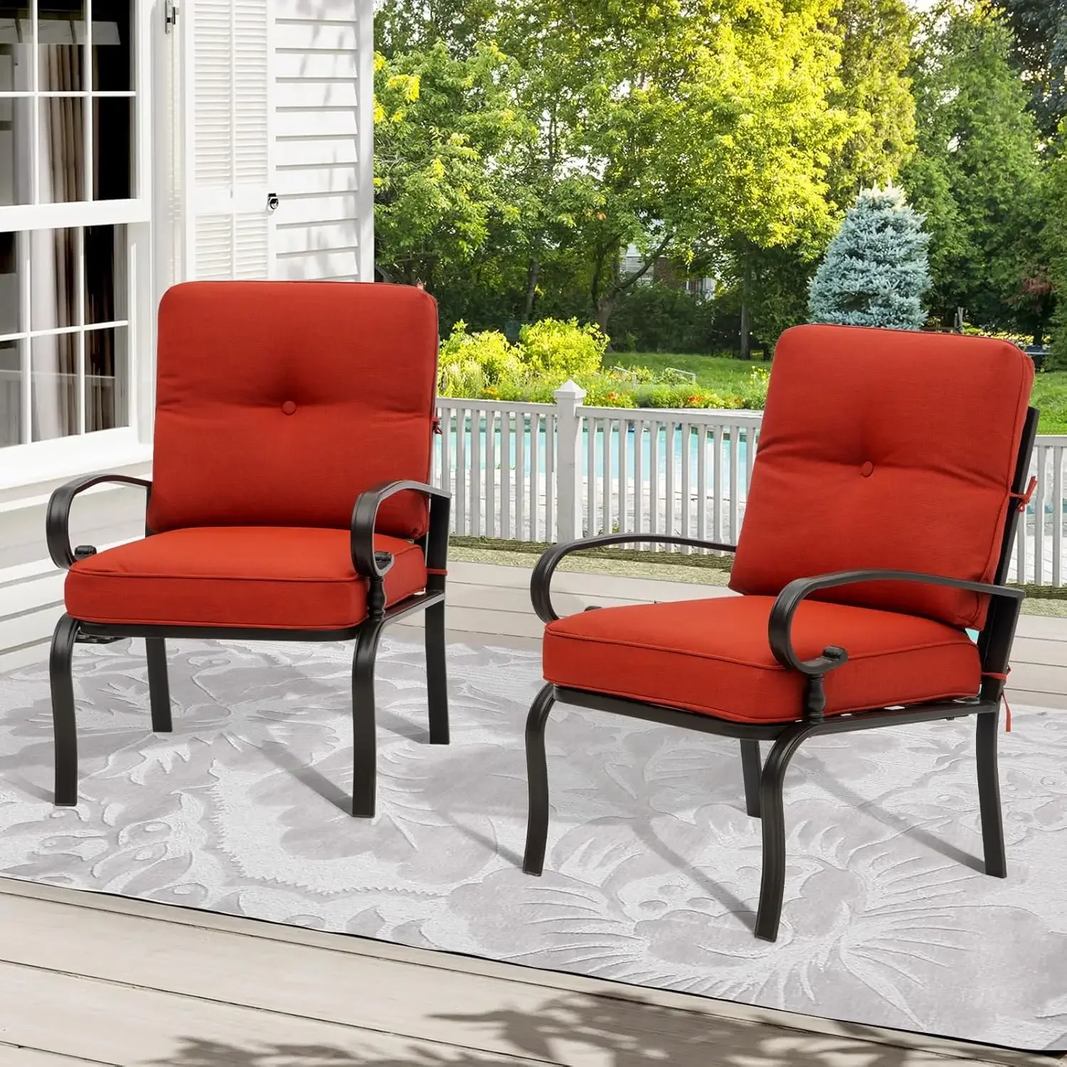 Outdoor Furniture Metal Chairs - Chaises de bistrot en métal rouge